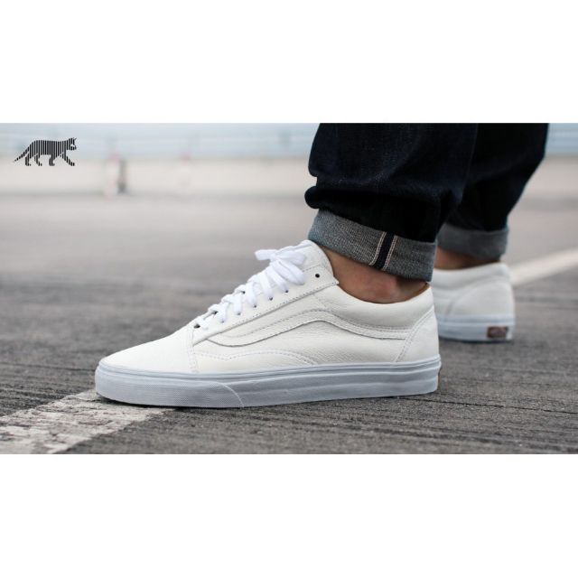 All white vans old skool canvas shoes 
