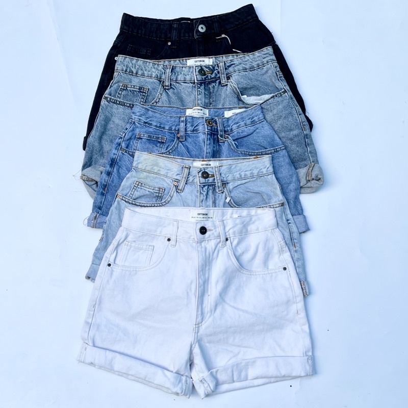 cuffed denim mom shorts