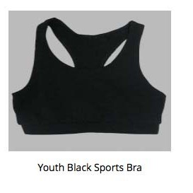 youth black sports bra