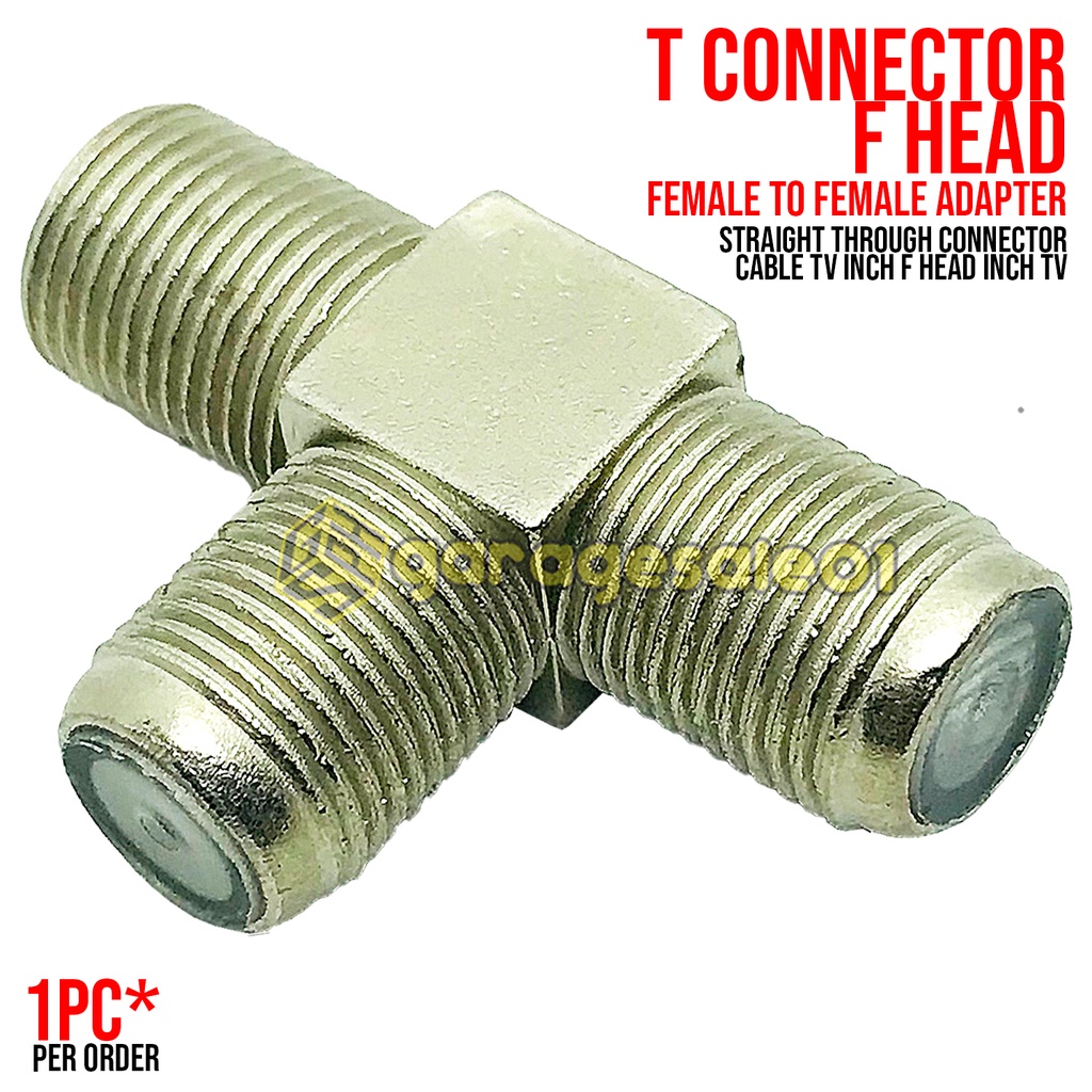 T Connector F Head Female To Female Adapter Straight Through Connector
