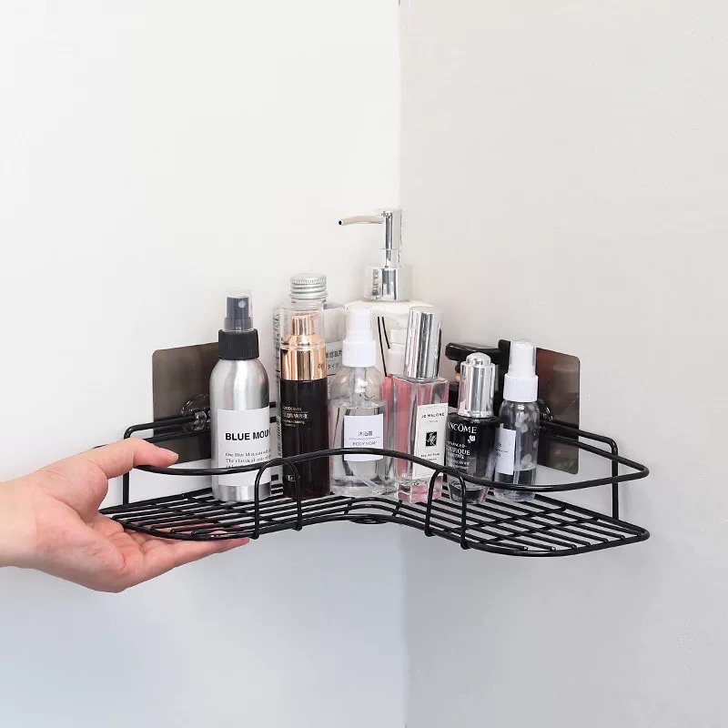 Adhesive Shower Caddy, Metal Bathroom Corner Shelf Wall Mounted, Non