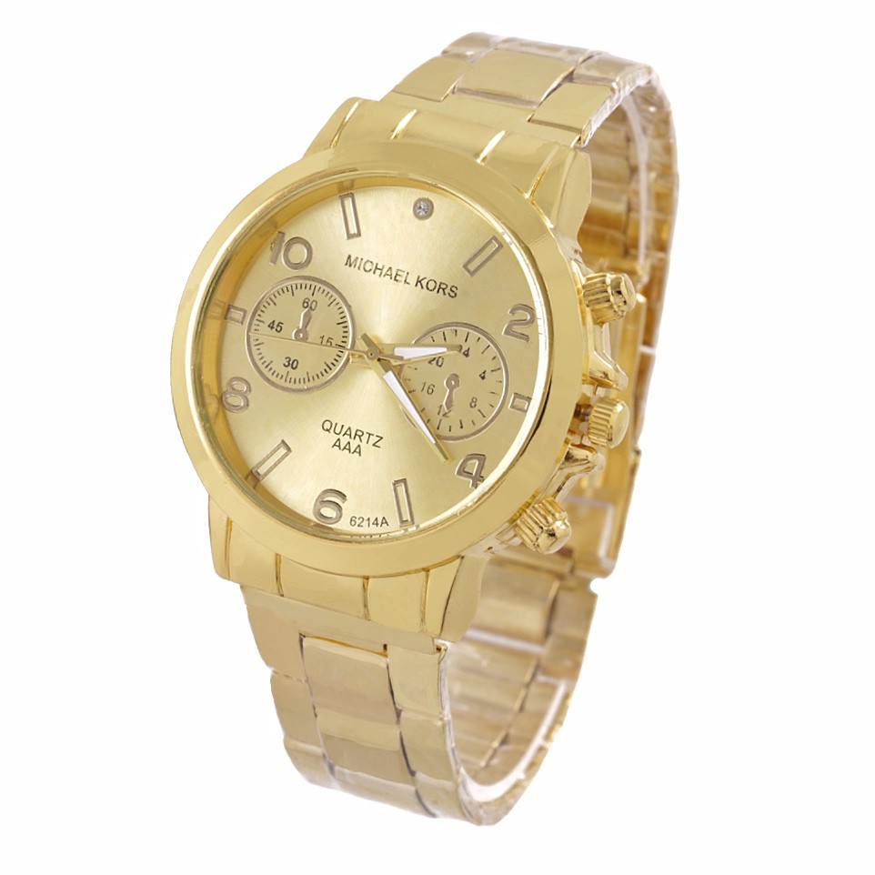 gold metal watch