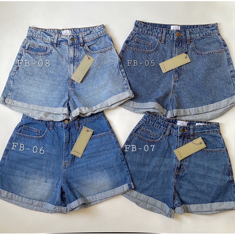 high rise blue jean shorts