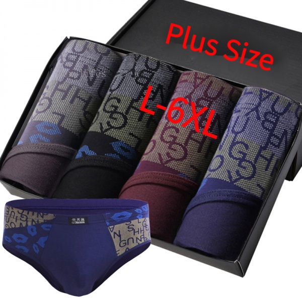 4 PCS Breathable Men's Briefs Men's mid-waist breathable Plus Size L XL ...