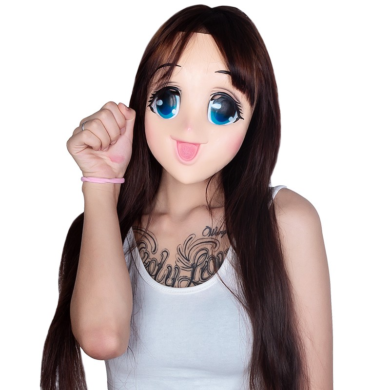 LK102)Big Eyes Girl Half Head Latex Kigurumi Mask cartoon Cosplay Japanese  Anime Role Lolita Mask C | Shopee Philippines