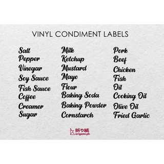 Vinyl Pantry Condiment Labels