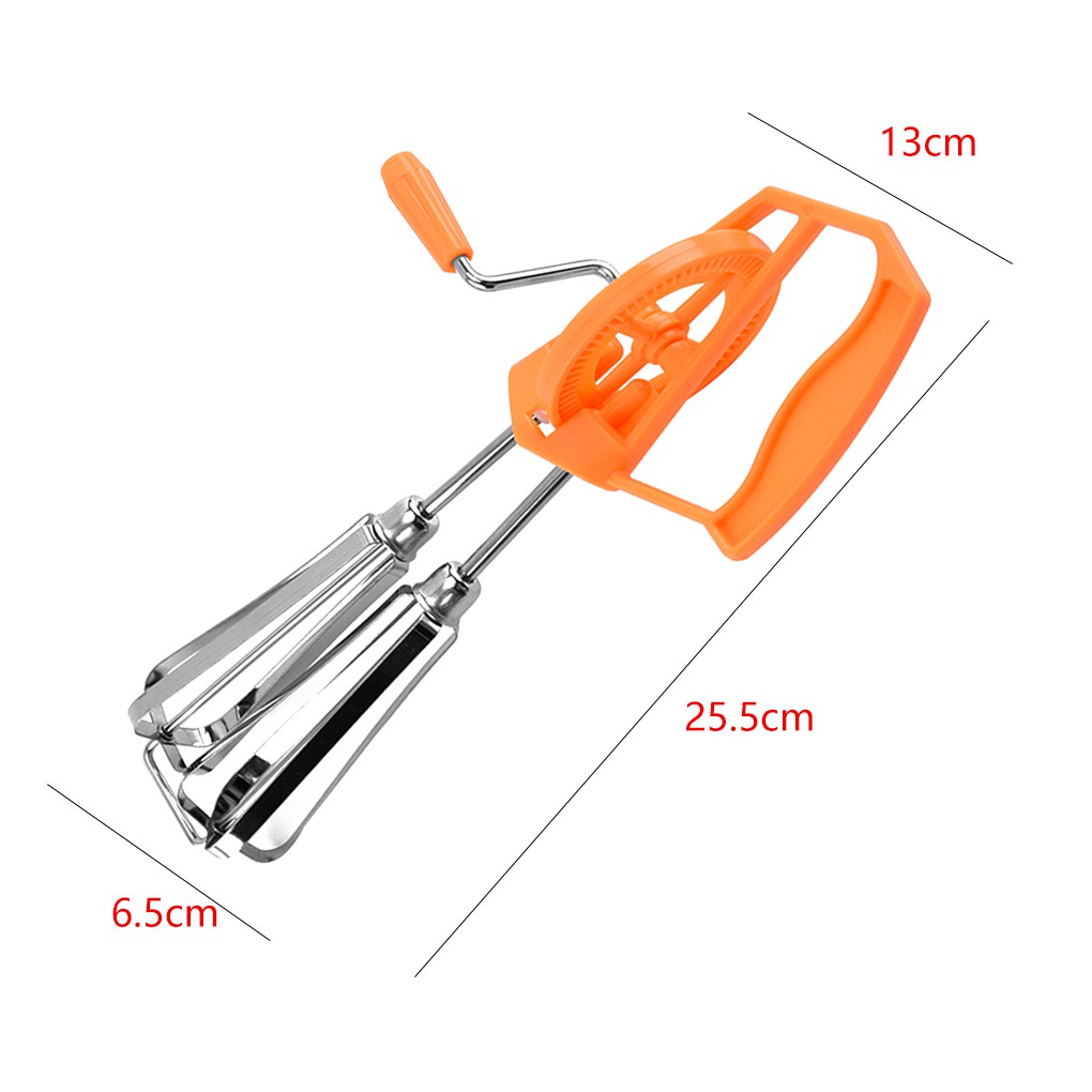 HarmonyHappy Rotary Manual Hand Whisk Egg Beater Mixer Blender Stainless Steel Kitchen Tools 