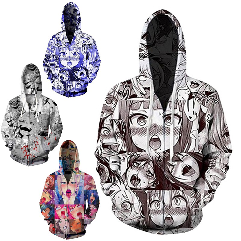 ahegao zipper hoodie