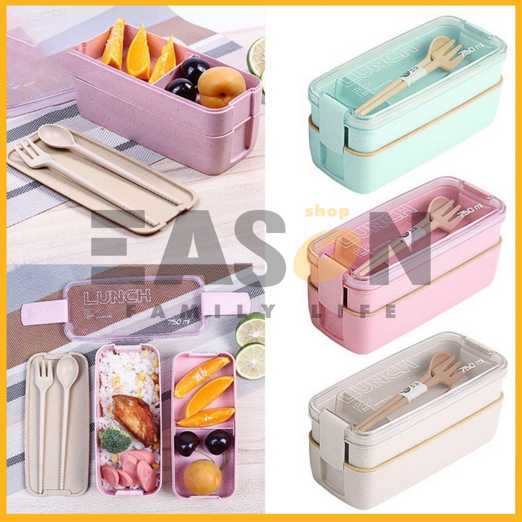 COD Japanese Wheat Straw Lunch Box Portable Picnic Food Fruit