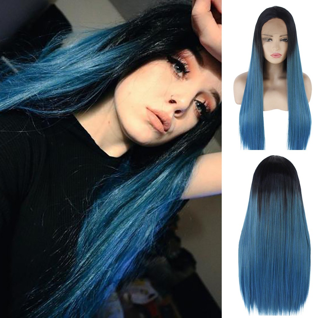 blue wig real hair