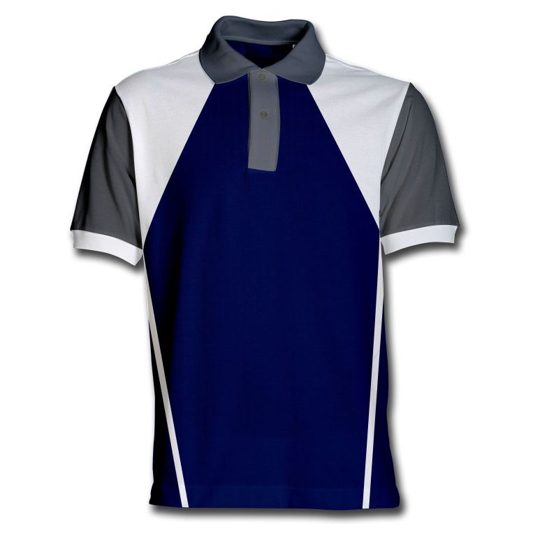 blue and white polo shirt