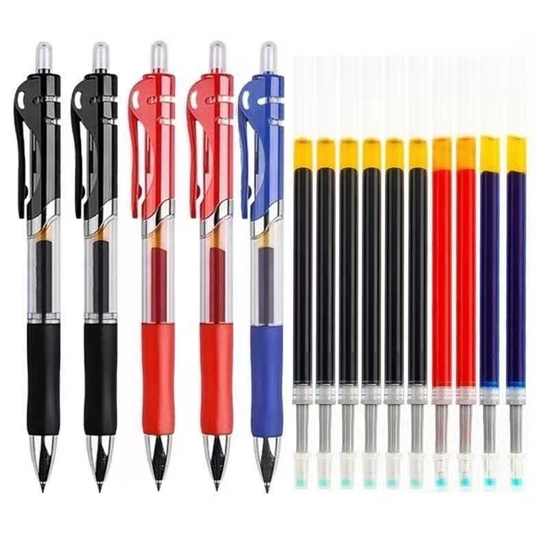 Ossayi Retractable Gel Pens Set 0.5mm Black/Blue/Red Refill Ink School