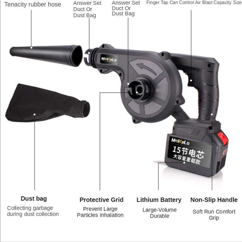 COD Cordless 21V Air Blower Vacuum Cleaners 2 Batteries 1200W Suction Cleaner Spray Absorption