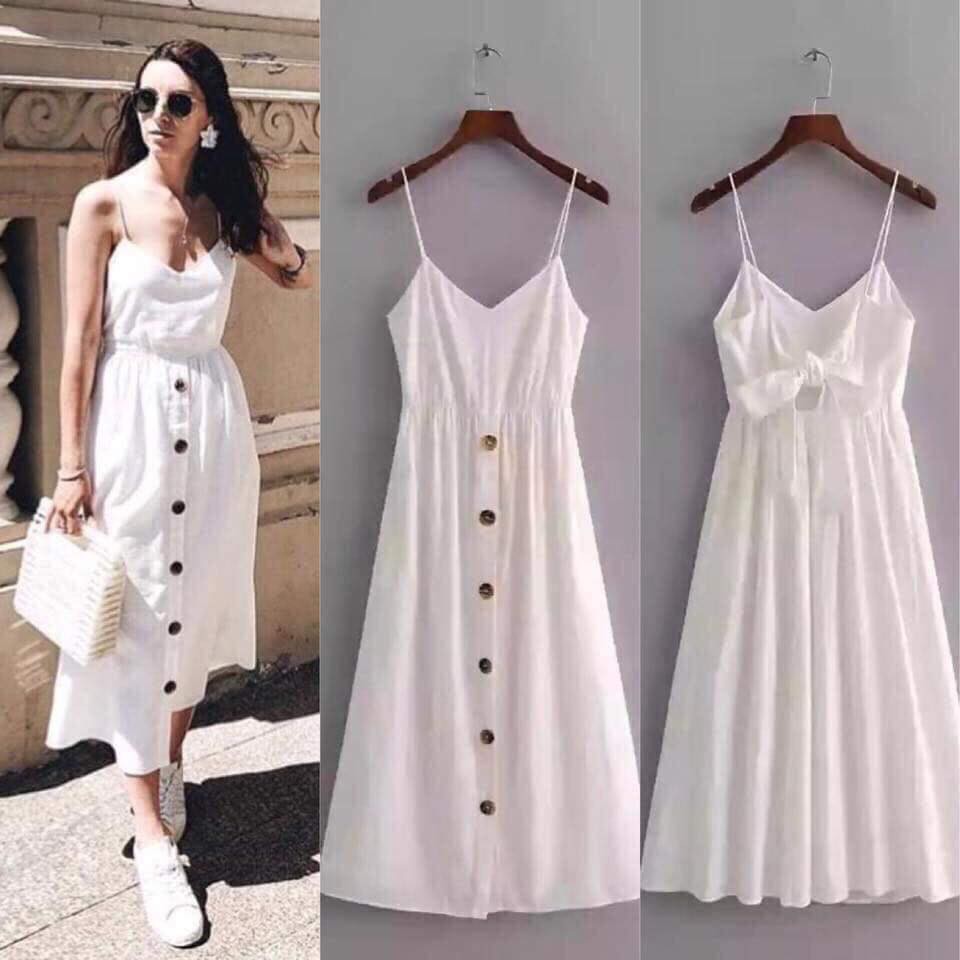 White Casual Sleeveless Dress | Shopee 