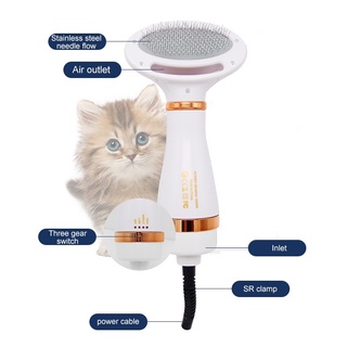 2 in 1 Portable Pet Dryer Dog Hair Dryer & Comb Pet Grooming Cat Hair Comb Dog Fur Blower Low Noise