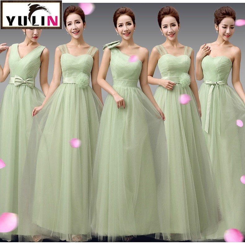 Women Green Bridesmaid Dress Long Wedding Gown Dresses Shopee