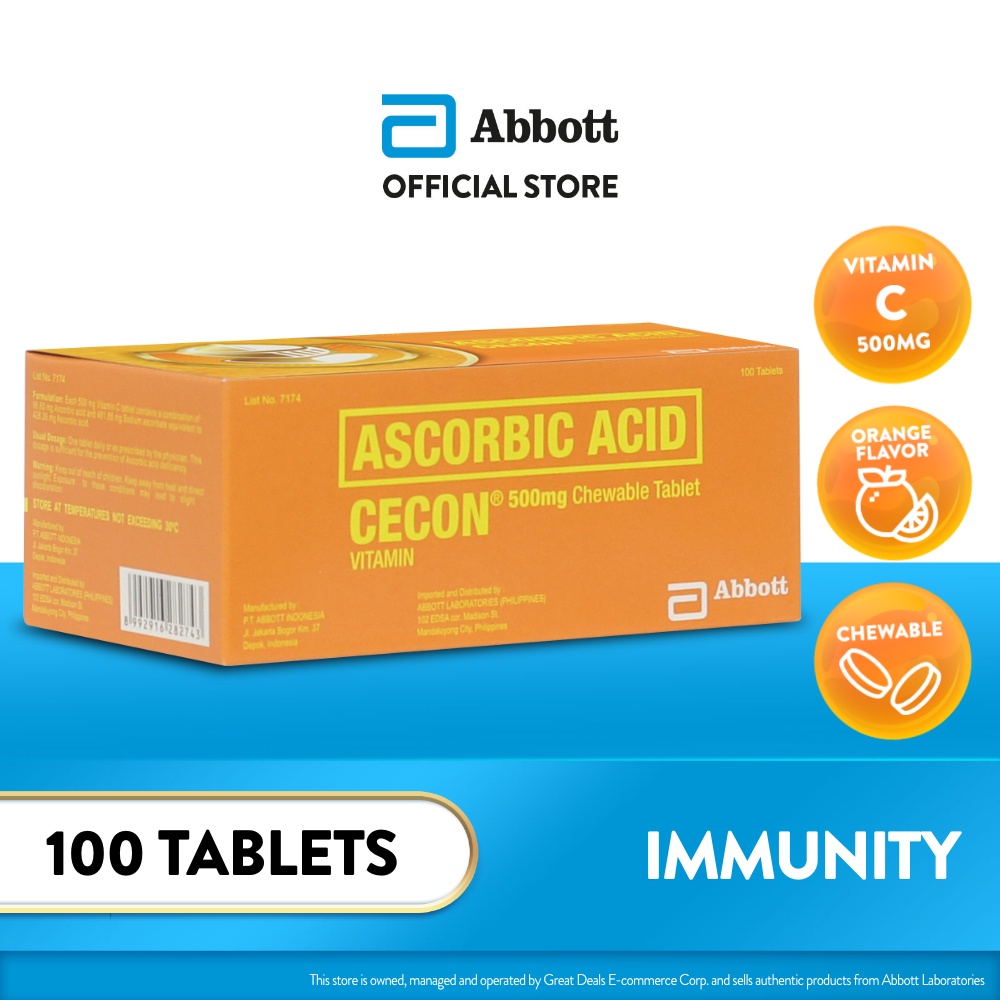 Ascorbic Acid (Cecon) 100s orangeflavored chewable tablet Shopee
