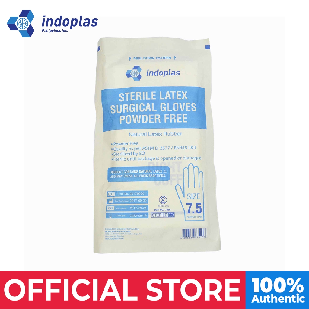 Indoplas Sterile Surgical Gloves 7.5 Powder Free 25 pairs Shopee
