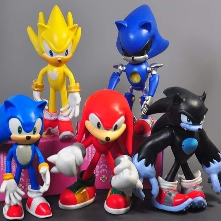 6pcs Set Toys Sonic the Hedgehog Amy Tails Mephiles Knuckles PVC Figure ...