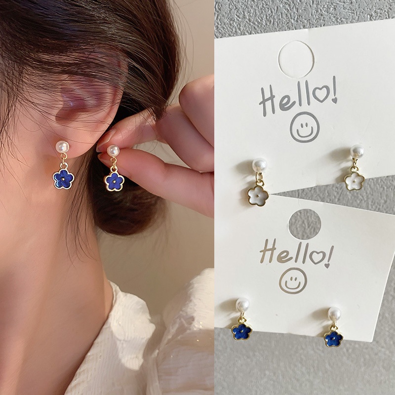Cute Flower with Pearl Earrings Ear Studs for Lovely Girls Accessory