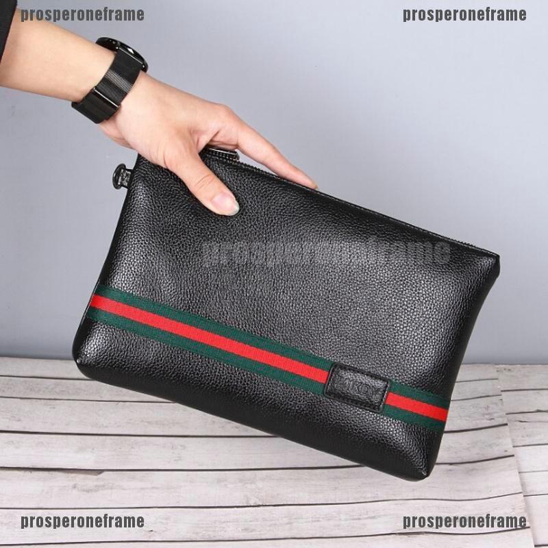 black leather clutch bag