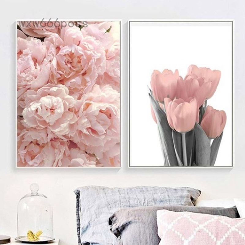 Wxw666poss Lovely New Frameless Pink Peony Canvas Painting Poster Print Wall Art Picture For Living Room Home Shopee Philippines