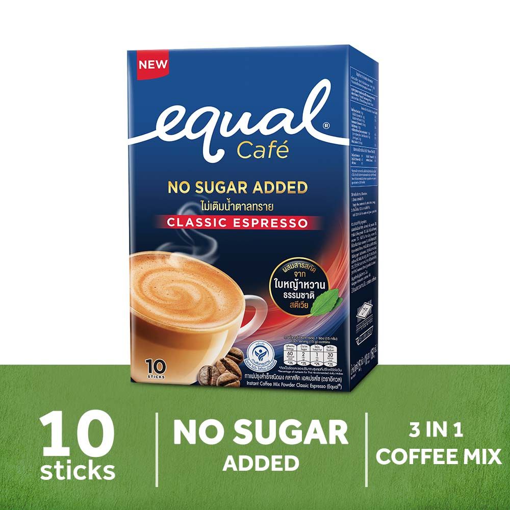 EQUAL CAFE Classic Espresso 1 box x 10 sticks, Instant 3 in 1 Coffee