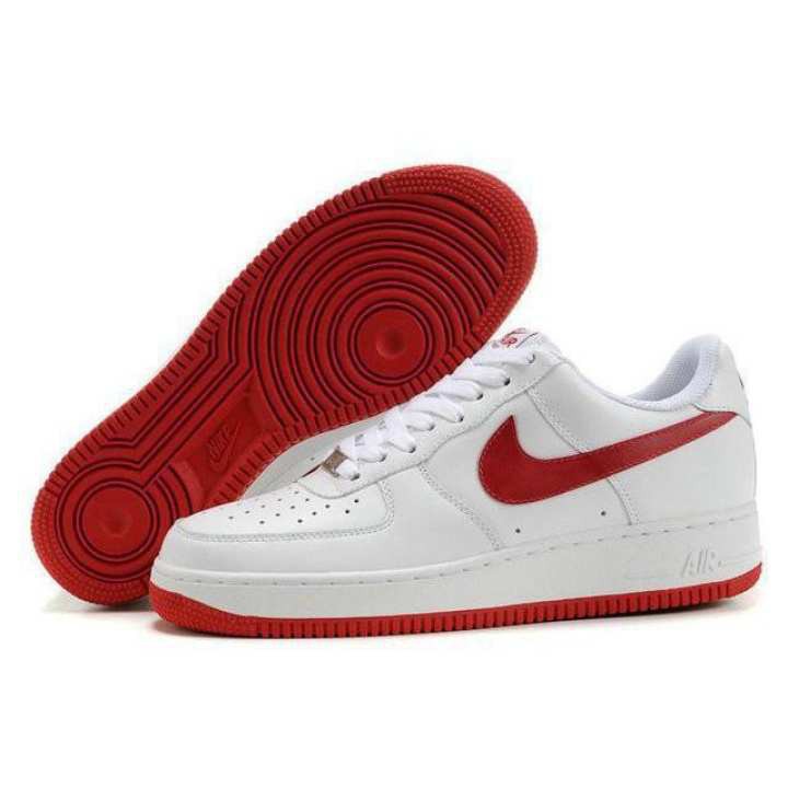 all white air forces with red check