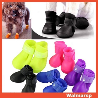 WAL 4Pcs/Set Waterproof Anti-Slip Protective Rain Boots Shoes for Cats Dog Puppy Pet