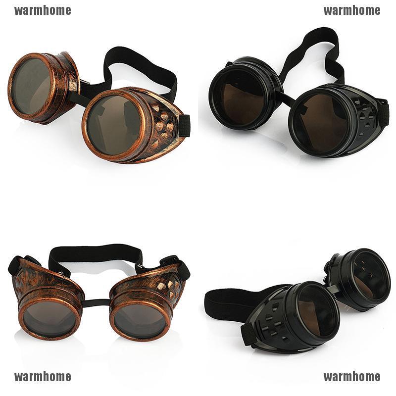 OMG_Shop Vintage Victorian Steampunk Welding Cyber Punk Gothic Cosplay HS Goggles Glass Black Frame 