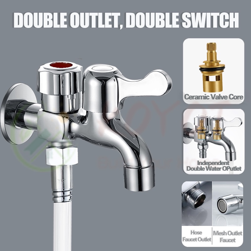 KOYOT 304 Stainless Steel Bathroom Square Rain Shower Set with 1 in 2