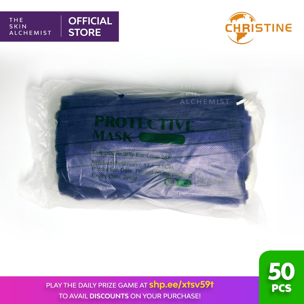 50 PCS Original Christine Ultra Deep Blue Thick Disposable Face Mask EXCELLENT QUALITY