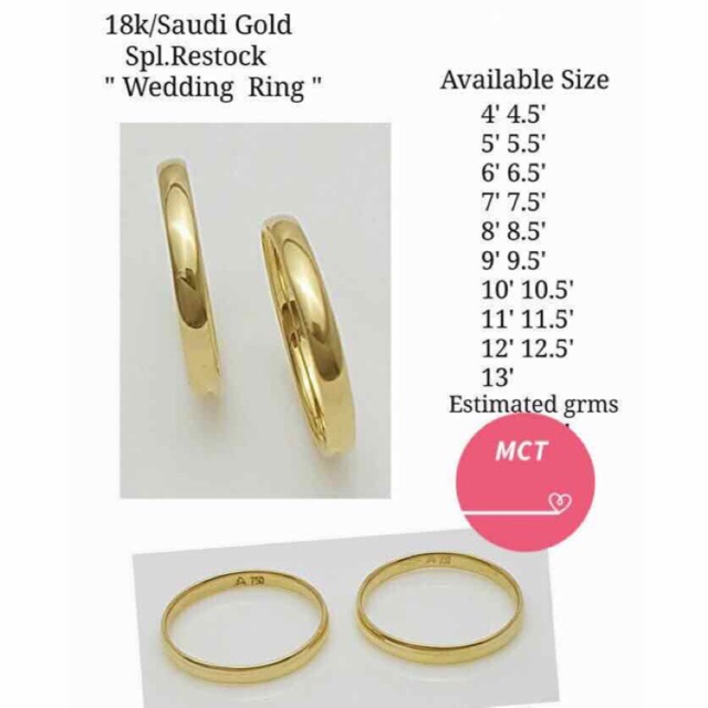 18K SAUDI GOLD  WEDDING  RING  PER PC PRICE  Shopee Philippines 