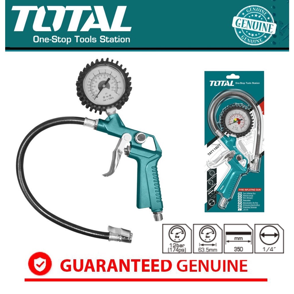 Total TAT11601 Tire Inflator Gun with Gauge •khm megatools•