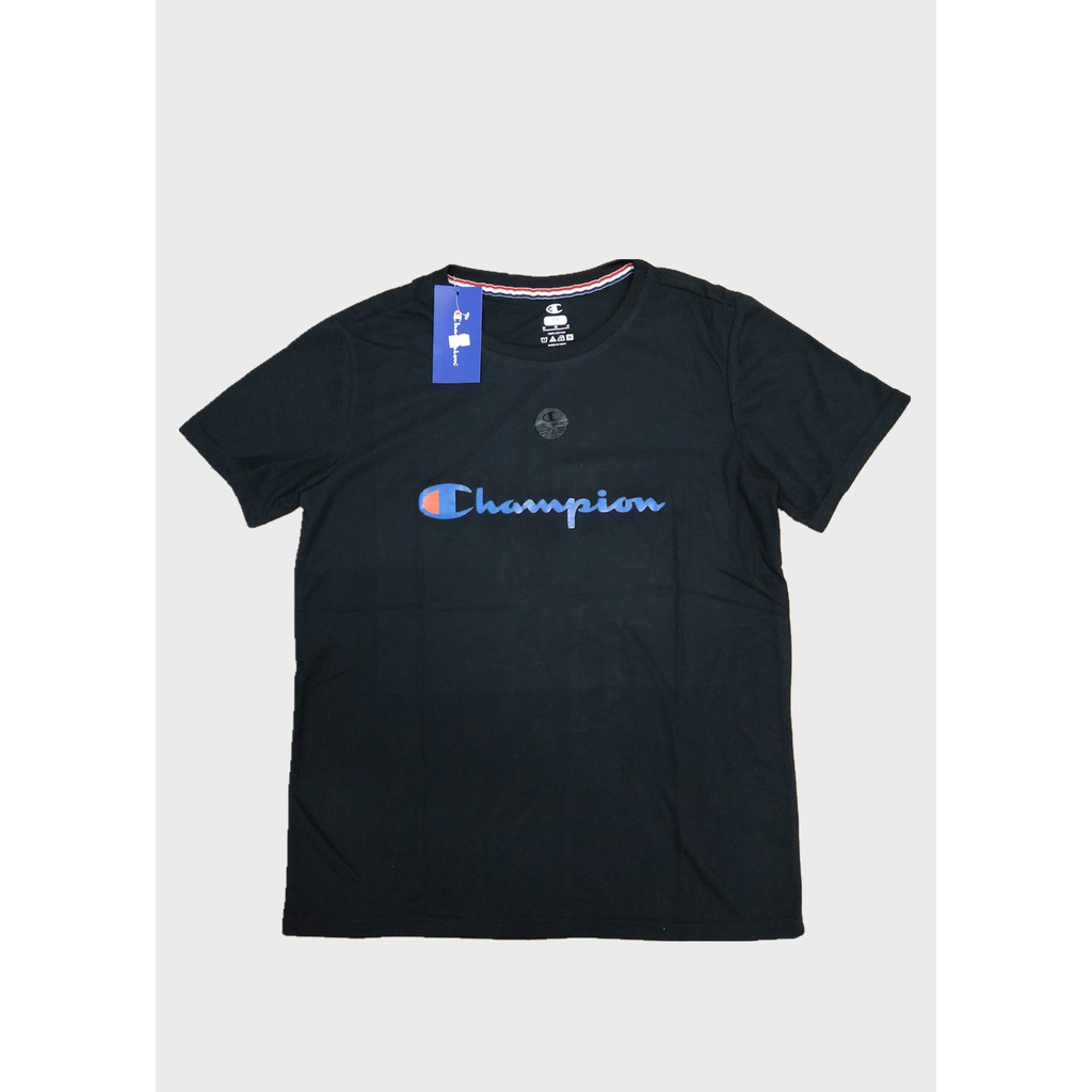 black red and blue champion shirt