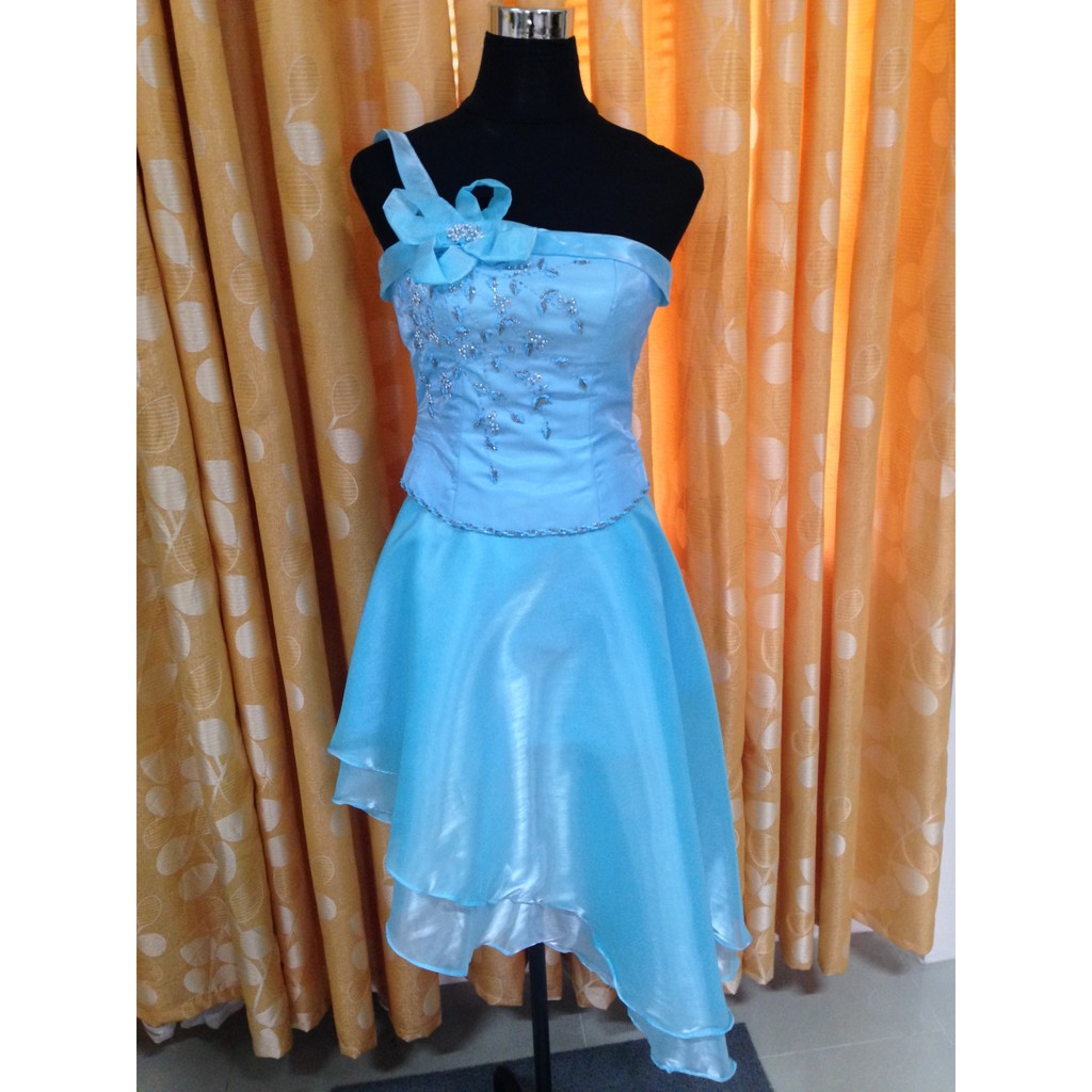 sky blue evening gown