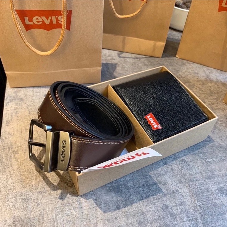 120 Cm LEVI'S Men Belts + Wallet With Box For Men Brown Genuine Leather  Luxury Strap Male Belt + Purse | Shopee Philippines
