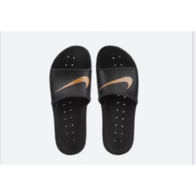 nike kawa black and gold sliders