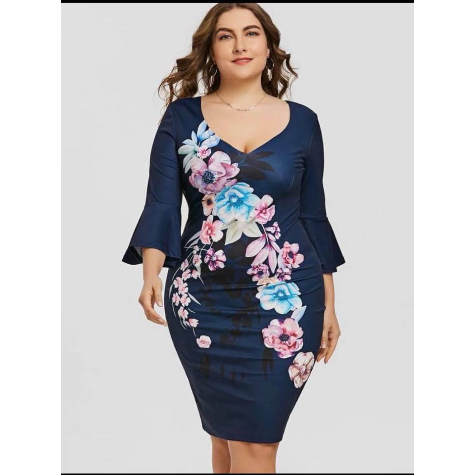 blue floral formal dress