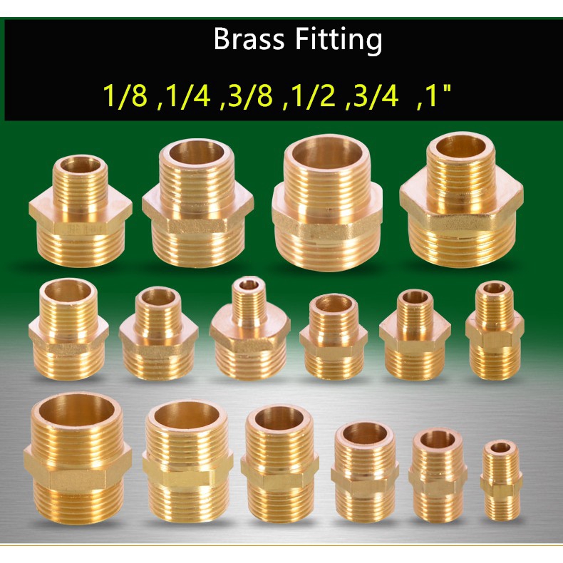 1pcs 1 8 1 4 3 8 1 2 3 4 1 Male Thread Brass Pipe Equal Reducing Nipple Fittings Brass Quick Adapters Connectors Shopee Philippines