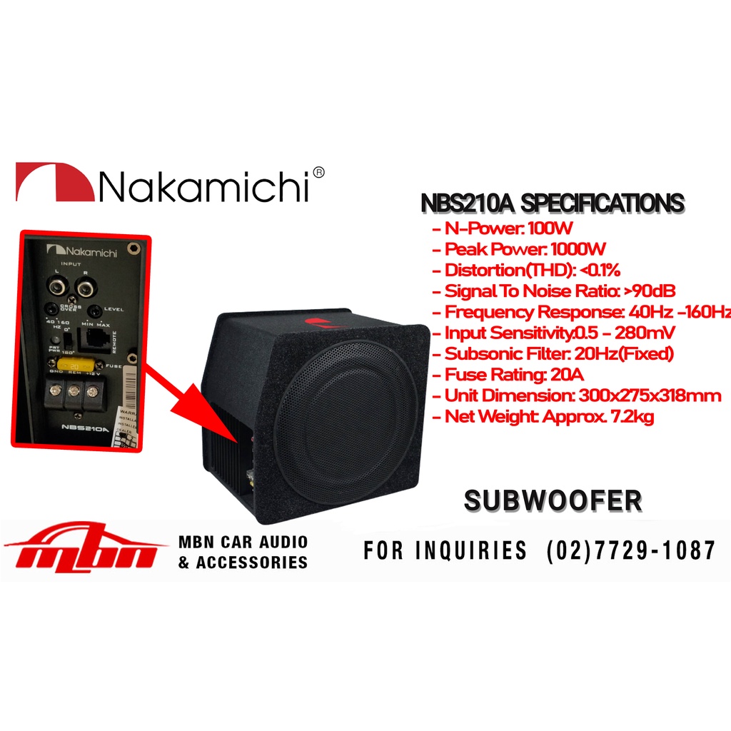 Nakamichi NBS210A 10 Active Subwoofer bass box