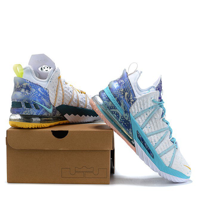 100 Original100 Authentic Nike Lebron James XV111 White Mandarin Duck