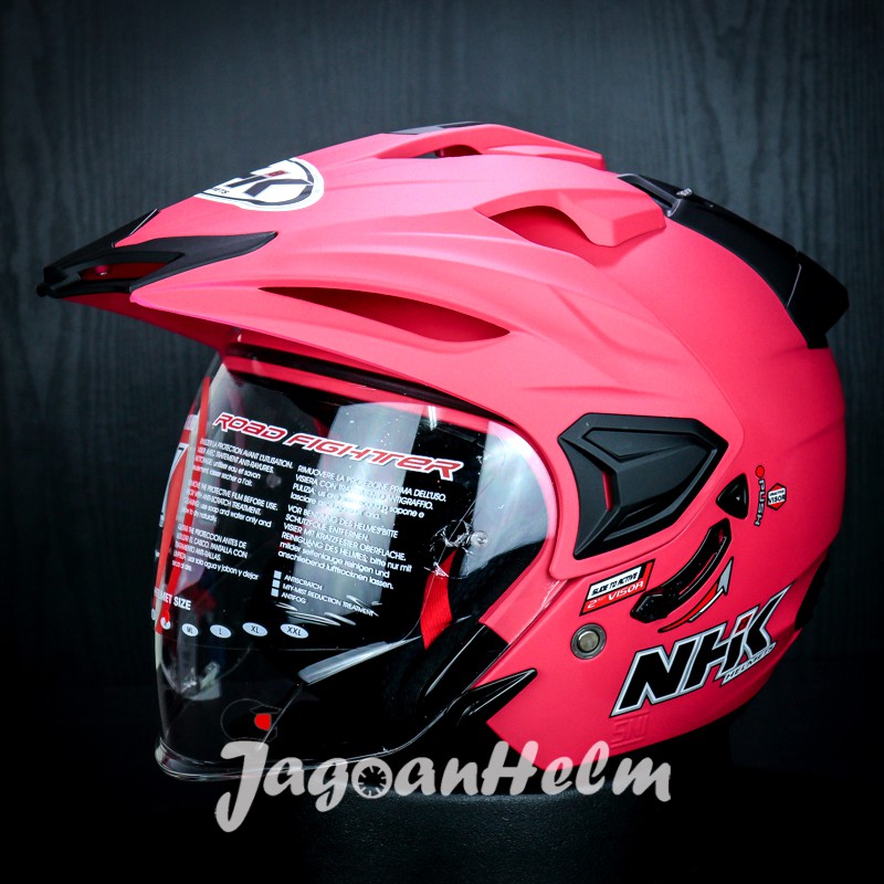 Nhk Crypton Predator Helmet Pink Magenta Doff Half Face Double Visor Shopee Philippines