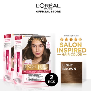LOreal Paris Excellence Crème Haircolor Set of 2 in 5 Light Brown - Gray hair Full Coverage