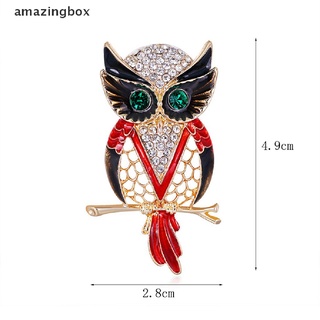 【AMPH】 Alloy Metal Big Owl Brooches Rhinestone Vintage Hijab Pin Scarf Buckle Clips Femininos Broches Jewelry Gift Hot