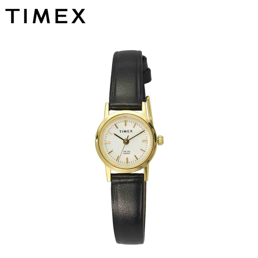 timex black leather watch