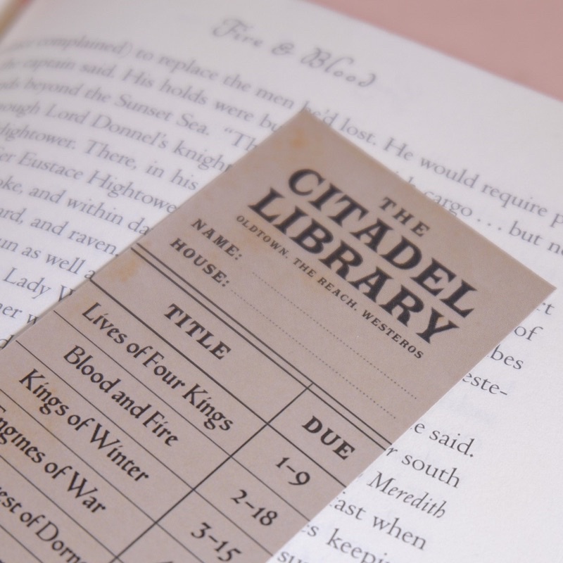 ASOIAF/Game of Thrones The Citadel Library Card Bookmark Shopee