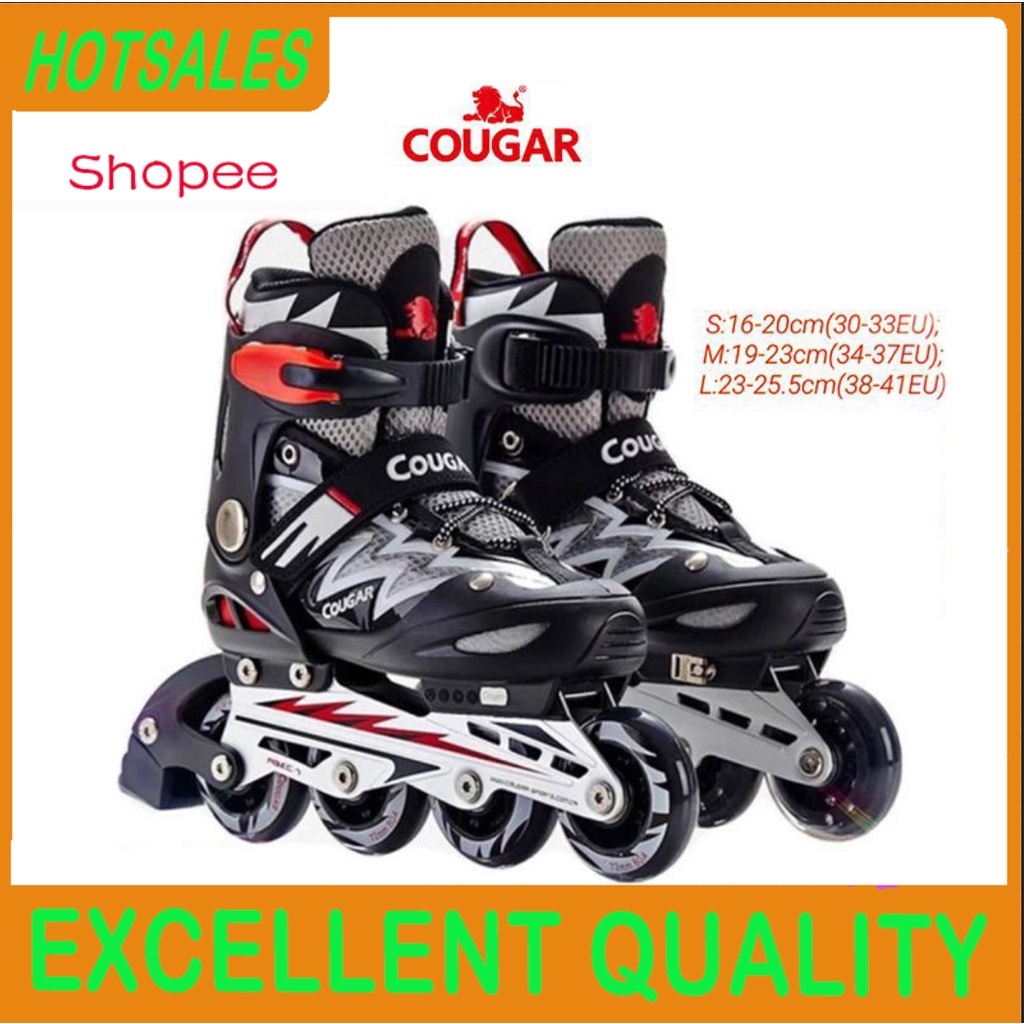 Cougar MZS835L Inline Skate Adjustable Roller Skate (Black) Shopee