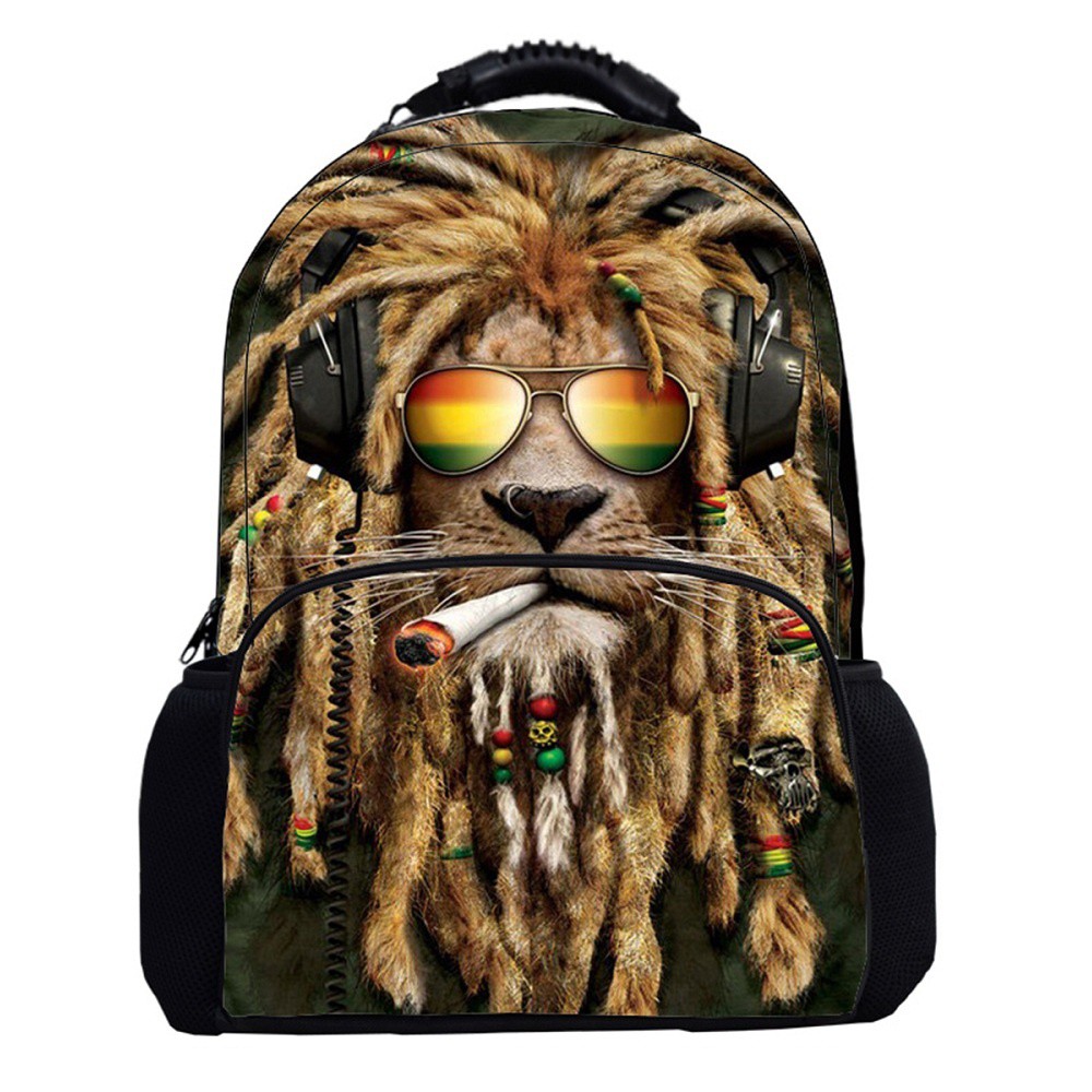 Hot 3d Reggae Lion Backpack Leopard Wolf Children School Backpacks