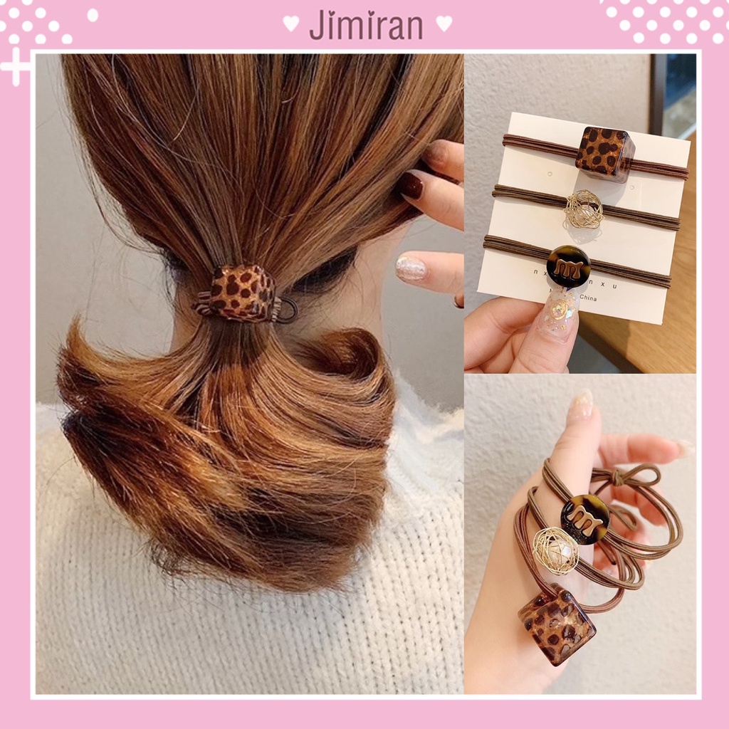 Set 3 cute Korean hair ties comfortably stretch JIMIRAN CT07 Shopee